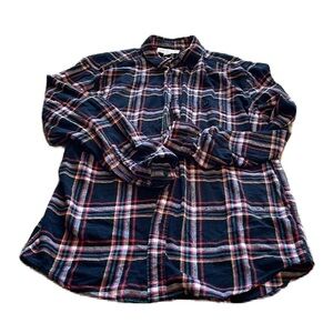 Aeropostale M Plaid Button Down Long Sleeve Shirt 100% Cotton Women’s EUC Black